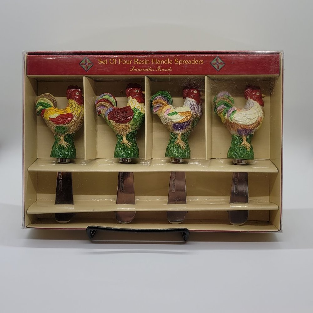 NIB Set of 4 Spreaders Chicken Rooster Pattern
